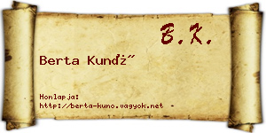 Berta Kunó névjegykártya